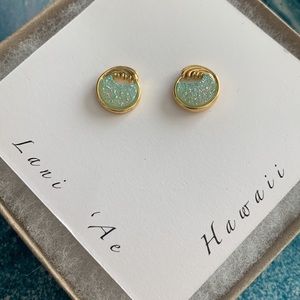 Druzy Stone 18k Gold Plated Settings Earrings from Hawaii